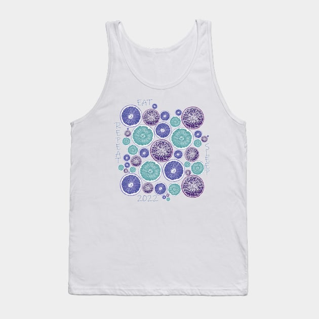 Slices of Very Peri Turquoise Fruits Tank Top by cesartorresart